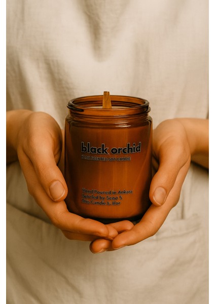 : Black Orchid : Amber Cam Kavanozda : Kokulu Soya Mum (Orkide Çiçeği, Gerdenia, Paçuli, Sandal Ağacı) modelleri