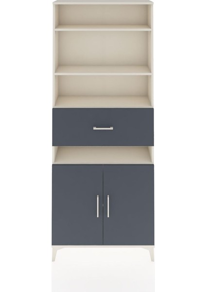 Arges Dolap 5 Raflı Tek Çekmeceli 2 Kapaklı 88X30X221 Aytaşı-Antrasit