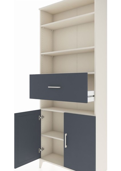 Arges Dolap 5 Raflı Tek Çekmeceli 2 Kapaklı 88X30X221 Aytaşı-Antrasit indirimleri