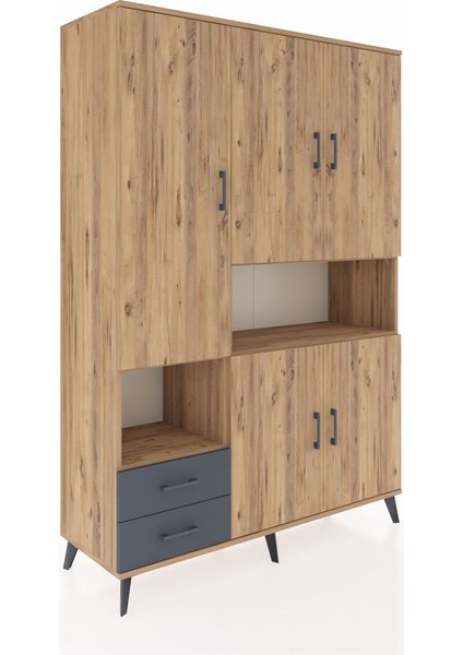 Hyperion Dolap 10 Raflı 2 Çekmeceli 5 Kapaklı 132X44X195 Çam-Çam/antrasit fiyatları