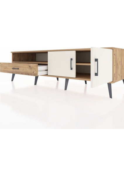 Kronos Tv Ünitesi 2 Raflı Tek Çekmeceli 2 Kapaklı 176X59X51 Çam-Aytaşı/çam fırsatları