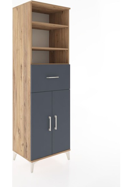 Hyperion Dolap 4 Raflı Tek Çekmeceli 2 Kapaklı 60X44X195 Çam-Antrasit fiyatları