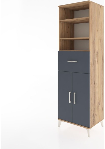 Hyperion Dolap 4 Raflı Tek Çekmeceli 2 Kapaklı 60X44X195 Çam-Antrasit modelleri