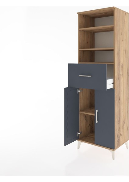 Hyperion Dolap 4 Raflı Tek Çekmeceli 2 Kapaklı 60X44X195 Çam-Antrasit fırsatları