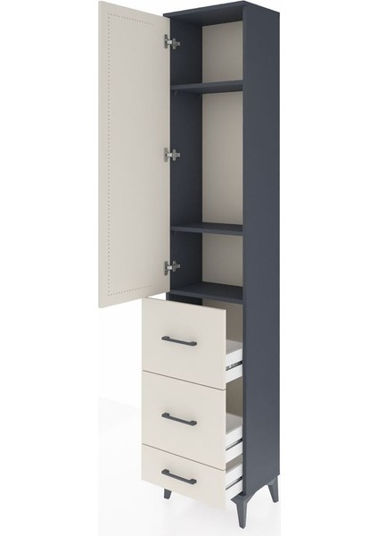 Arges Dolap 3 Raflı 3 Çekmeceli Tek Kapaklı 44X30X221 Antrasit-Aytaşı fırsatları