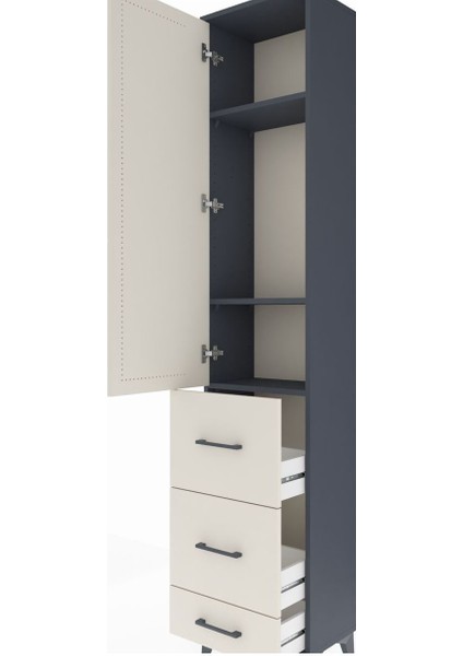 Arges Dolap 3 Raflı 3 Çekmeceli Tek Kapaklı 44X30X221 Antrasit-Aytaşı indirimleri