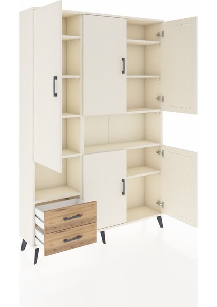 Arges Dolap 10 Raflı 2 Çekmeceli 5 Kapaklı 132X30X195 Aytaşı-Aytaşı/çam indirimleri