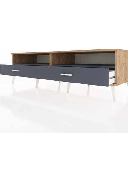 Kronos Tv Ünitesi 2 Raflı 2 Çekmeceli 176X59X51 Çam-Antrasit/antrasit fırsatları