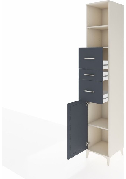 Hyperion Dolap 3 Raflı 3 Çekmeceli Tek Kapaklı 44X44X243 Aytaşı-Antrasit fırsatları