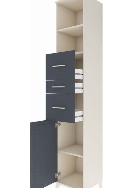 Hyperion Dolap 3 Raflı 3 Çekmeceli Tek Kapaklı 44X44X243 Aytaşı-Antrasit indirimleri