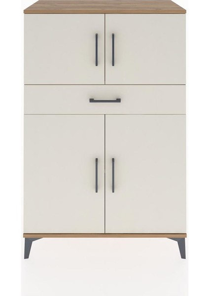 Hyperion Dolap 2 Raflı Tek Çekmeceli 4 Kapaklı 88X44X134 Çam-Aytaşı