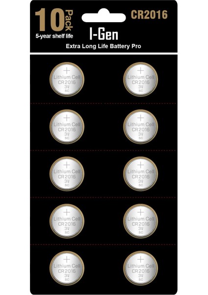 CR2016 Pil 10'lu Paket Lityum Düğme Pil 3V 2016