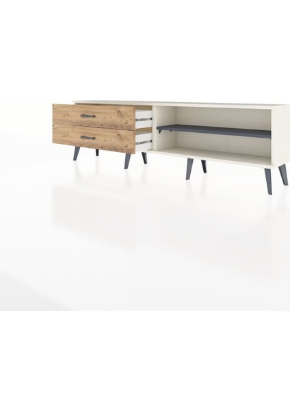 Arges Tv Ünitesi Tek Raflı 2 Çekmeceli 176X30X51 Aytaşı-Antrasit/çam modelleri