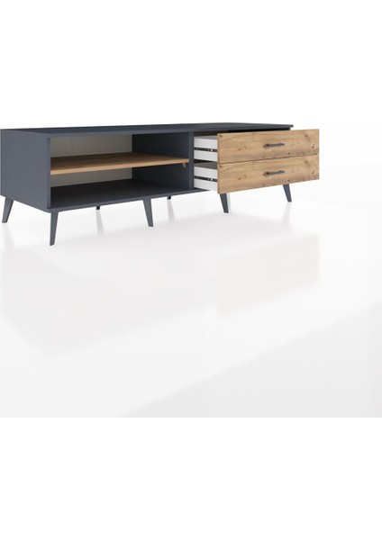 Kronos Tv Ünitesi Tek Raflı 2 Çekmeceli 176X59X51 Antrasit-Çam/çam indirimleri