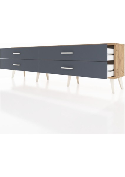 Arges Tv Ünitesi 4 Çekmeceli 176X30X51 Çam-Çam/antrasit fırsatları