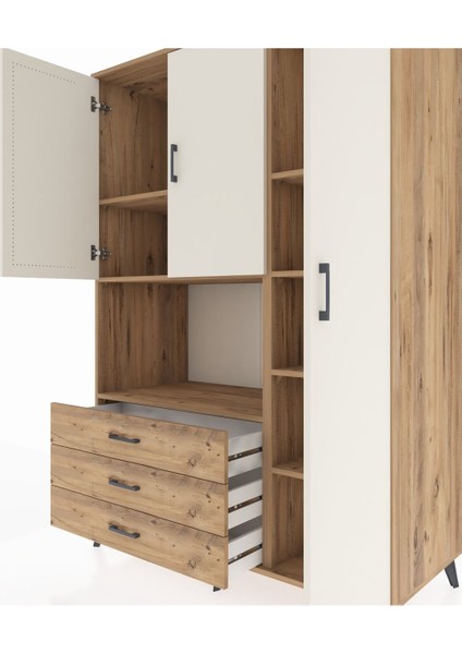 Kronos Dolap 7 Raflı 3 Çekmeceli 3 Kapaklı 132X59X195 Çam-Aytaşı/çam fırsatları