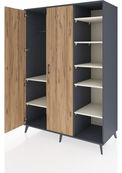 Kronos Dolap 7 Raflı 2 Kapaklı Tek Askılı 132X59X195 Antrasit-Çam/aytaşı modelleri