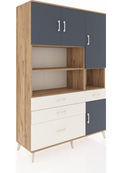 Hyperion Dolap 9 Raflı 4 Çekmeceli 4 Kapaklı 132X44X195 Çam-Antrasit/aytaşı fiyatları