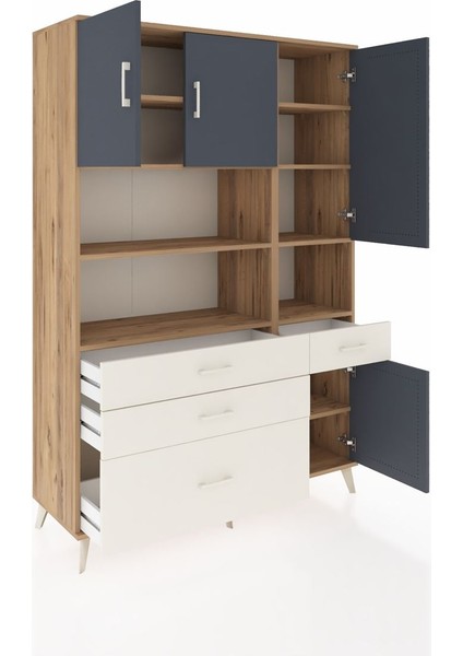 Hyperion Dolap 9 Raflı 4 Çekmeceli 4 Kapaklı 132X44X195 Çam-Antrasit/aytaşı indirimleri