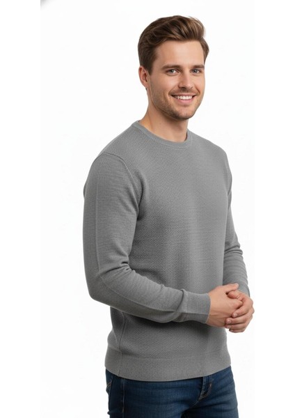 Erkek Sıfır Yaka Kazak Petek Örgü Klasik Kalıp 5243C BGL-ST04859 fiyatları