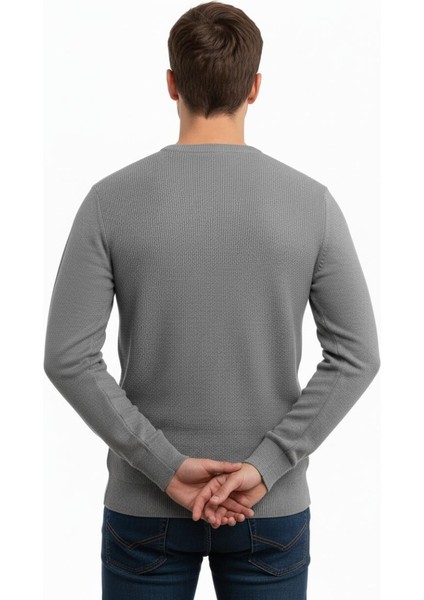 Erkek Sıfır Yaka Kazak Petek Örgü Klasik Kalıp 5243C BGL-ST04859 modelleri