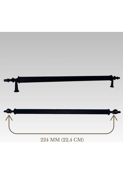 Klipso Mat Siyah 224 mm Metal Lüks Çekmece Dolap Mobilya Kulpları