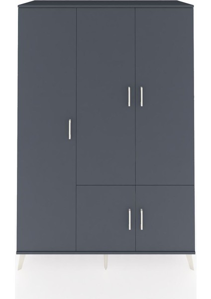 Kronos Dolap 7 Raflı 5 Kapaklı Tek Askılı 132X59X195 Antrasit-Antrasit/çam