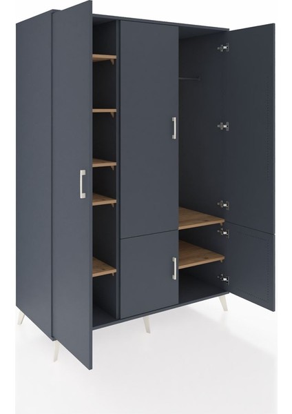 Kronos Dolap 7 Raflı 5 Kapaklı Tek Askılı 132X59X195 Antrasit-Antrasit/çam indirimleri