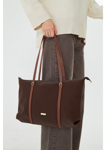 Isola Kahverengi Büyük Boy Şeritli Kadın Omuz, Kol ve El Çantası fiyatları