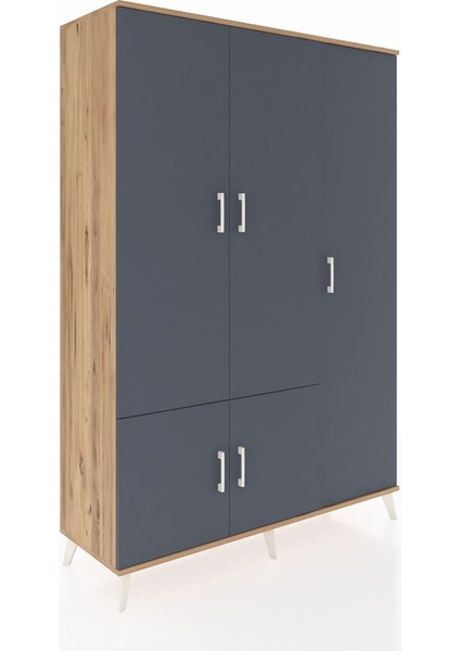 Hyperion Dolap 7 Raflı 5 Kapaklı Tek Askılı 132X44X195 Çam-Antrasit/çam fiyatları