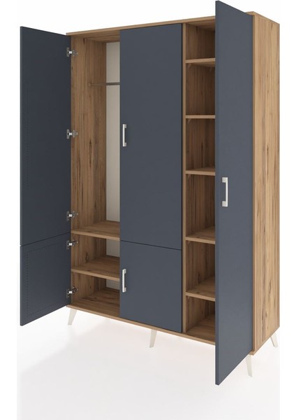 Hyperion Dolap 7 Raflı 5 Kapaklı Tek Askılı 132X44X195 Çam-Antrasit/çam modelleri