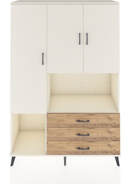 Hyperion Dolap 6 Raflı 3 Çekmeceli 3 Kapaklı 132X44X195 Aytaşı-Aytaşı/çam