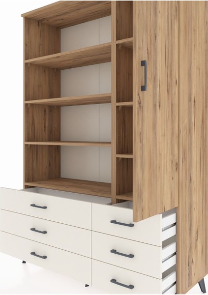 Hyperion Dolap 8 Raflı 6 Çekmeceli Tek Kapaklı 132X44X195 Çam-Çam/aytaşı fırsatları