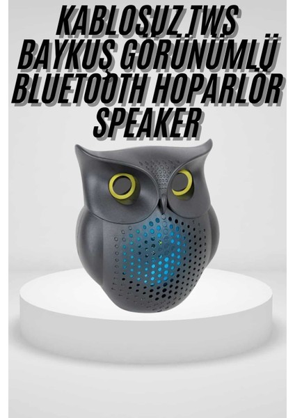 Siyah Bluetooth Hoporlör Baykuş Speaker Bluetooth 5.0 Bağlantılı