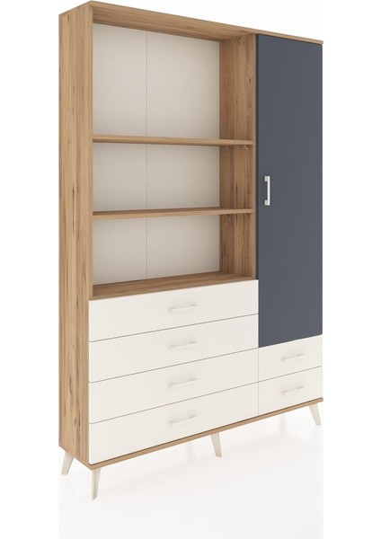 Arges Dolap 7 Raflı 6 Çekmeceli Tek Kapaklı 132X30X195 Çam-Antrasit/aytaşı fiyatları