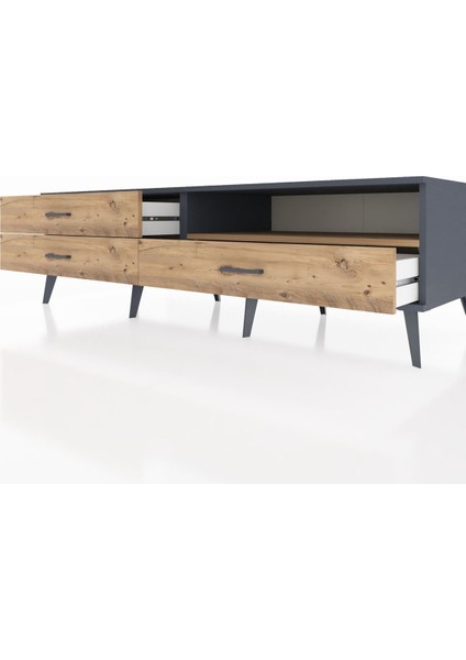 Kronos Tv Ünitesi Tek Raflı 3 Çekmeceli 176X59X51 Antrasit-Çam/çam fırsatları