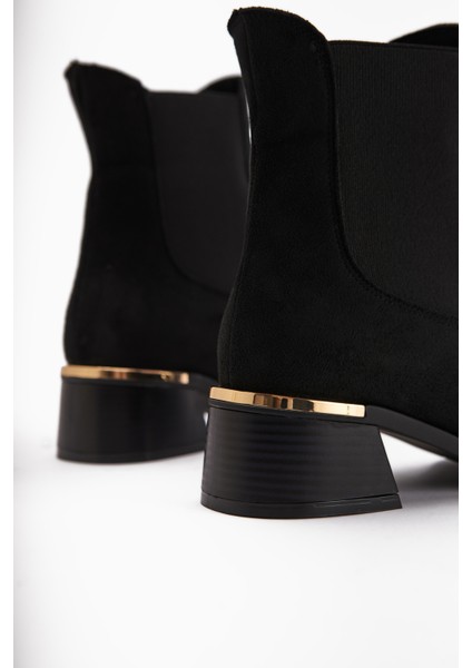 Verna Siyah Süet Lastikli Kadın Topuklu Bot indirimleri