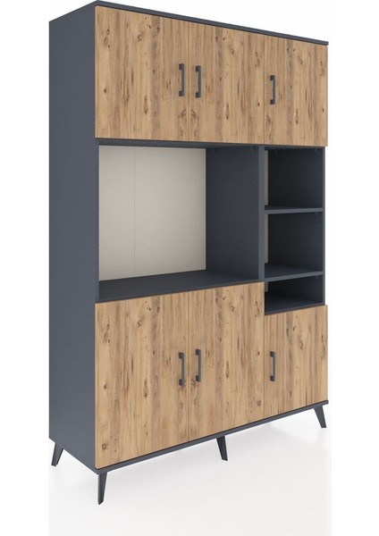 Hyperion Dolap 10 Raflı 6 Kapaklı 132X44X195 Antrasit-Çam/antrasit fiyatları