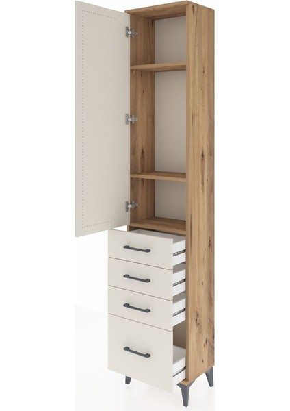 Arges Dolap 3 Raflı 4 Çekmeceli Tek Kapaklı 44X30X221 Çam-Aytaşı fırsatları