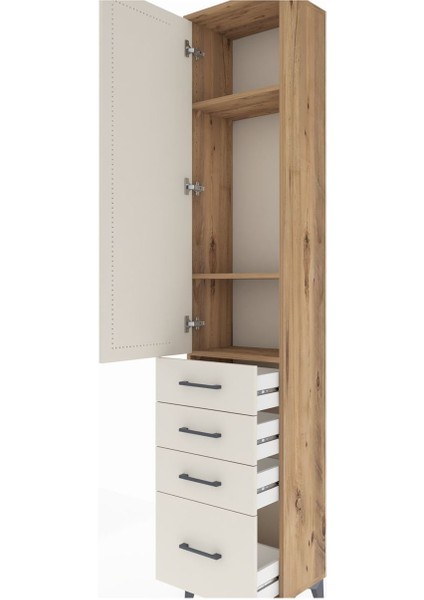 Arges Dolap 3 Raflı 4 Çekmeceli Tek Kapaklı 44X30X221 Çam-Aytaşı indirimleri