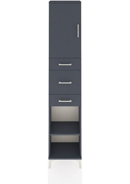 Arges Dolap 3 Raflı 3 Çekmeceli Tek Kapaklı 44X30X221 Antrasit-Antrasit