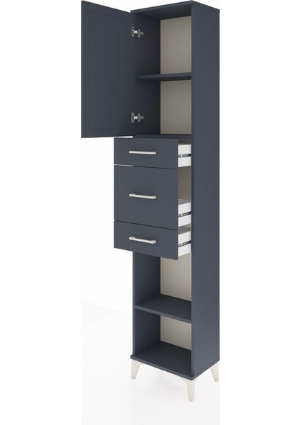 Arges Dolap 3 Raflı 3 Çekmeceli Tek Kapaklı 44X30X221 Antrasit-Antrasit fırsatları