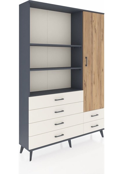 Arges Dolap 7 Raflı 6 Çekmeceli Tek Kapaklı 132X30X195 Antrasit-Çam/aytaşı fiyatları