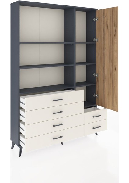 Arges Dolap 7 Raflı 6 Çekmeceli Tek Kapaklı 132X30X195 Antrasit-Çam/aytaşı indirimleri