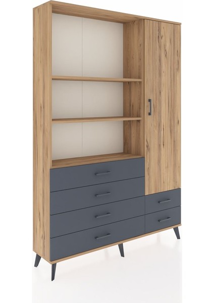 Arges Dolap 7 Raflı 6 Çekmeceli Tek Kapaklı 132X30X195 Çam-Çam/antrasit fiyatları