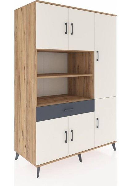 Kronos Dolap 10 Raflı Tek Çekmeceli 6 Kapaklı 132X59X195 Çam-Aytaşı/antrasit fiyatları