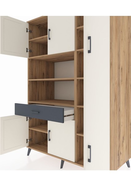 Kronos Dolap 10 Raflı Tek Çekmeceli 6 Kapaklı 132X59X195 Çam-Aytaşı/antrasit fırsatları