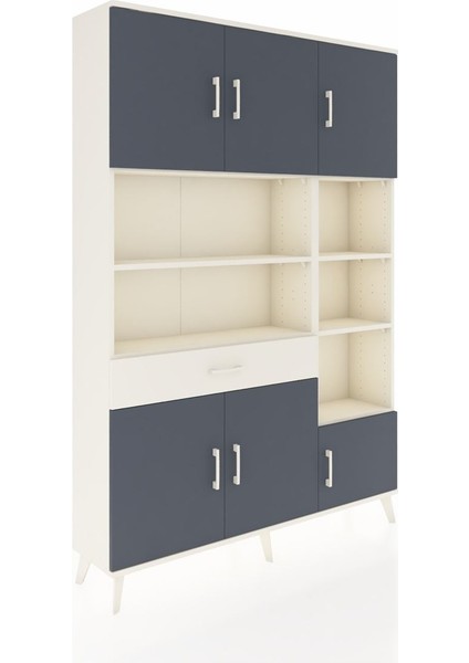 Arges Dolap 10 Raflı Tek Çekmeceli 6 Kapaklı 132X30X195 Aytaşı-Antrasit/aytaşı fiyatları