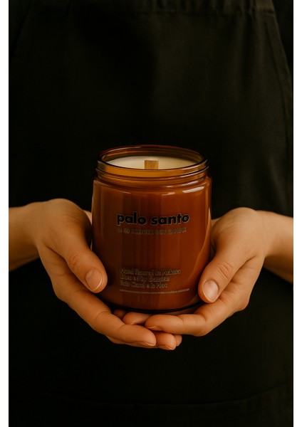 : Palo Santo : Amber Cam Kavanozda : Kokulu Soya Mum (Santo Ağacı, Sandal, Sedir, Bergamot, Citrus) modelleri