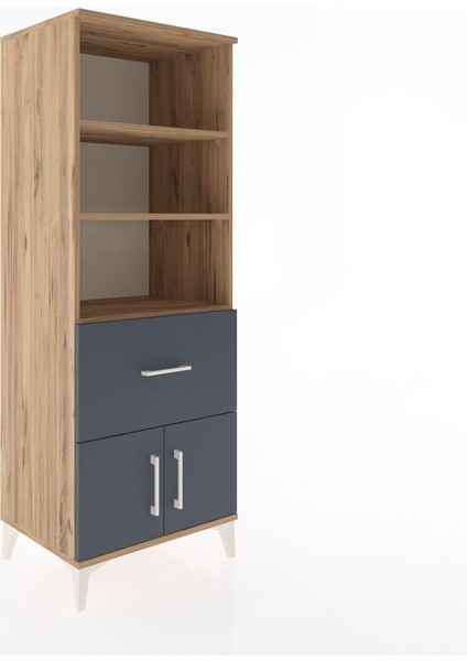 Hyperion Dolap 3 Raflı Tek Çekmeceli 2 Kapaklı 60X44X163 Çam-Antrasit fiyatları